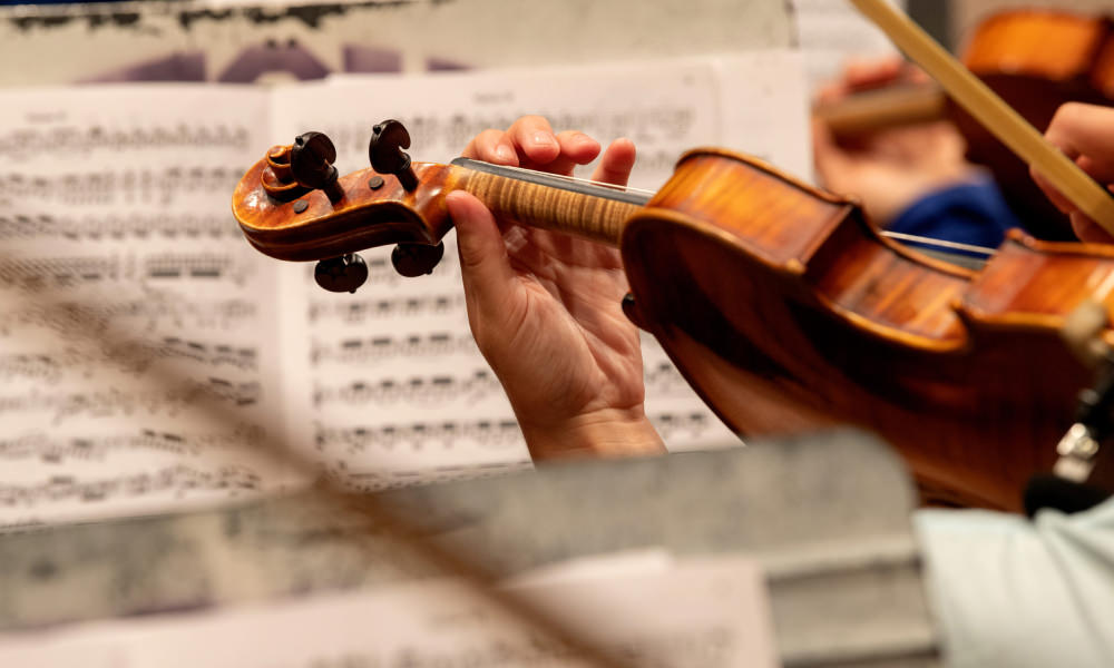 violin with sheet music