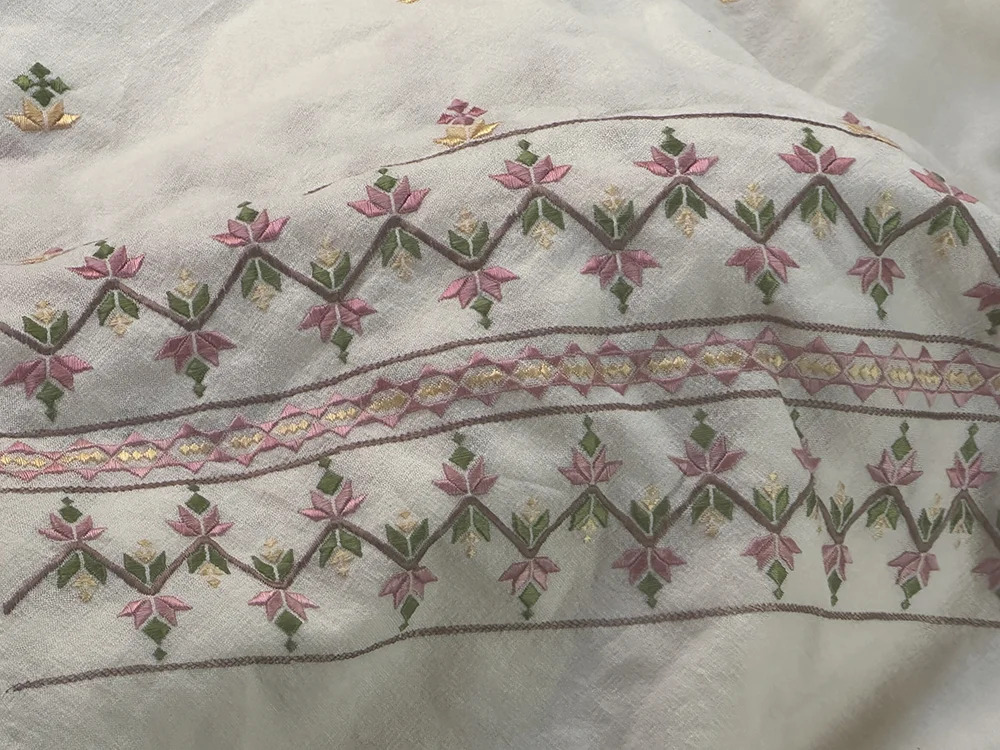 Close-up of intricate embroidery details