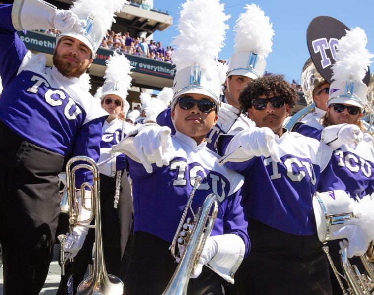 The TCU Horned Frog Marching Band draws students from almost every field of study.